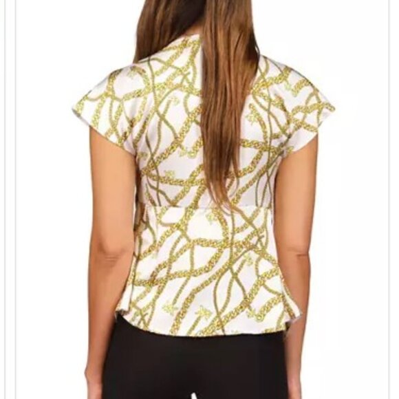 Michael Kors Women's Short Sleeve Logo Chain Ring Top - Picture 2 of 7